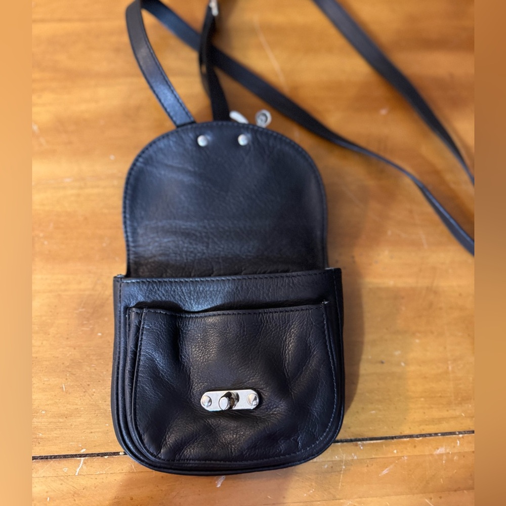 Sundance Black Leather Crossbody Bag with Silver Hardware - Picture 11 of 11